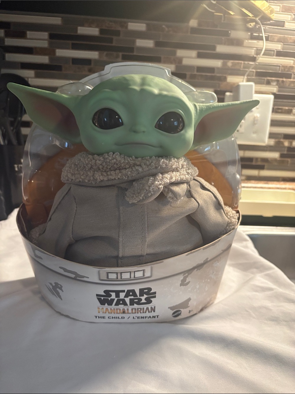 Star Wars The Mandalorian Grogu Plush Figure Green and Beige
